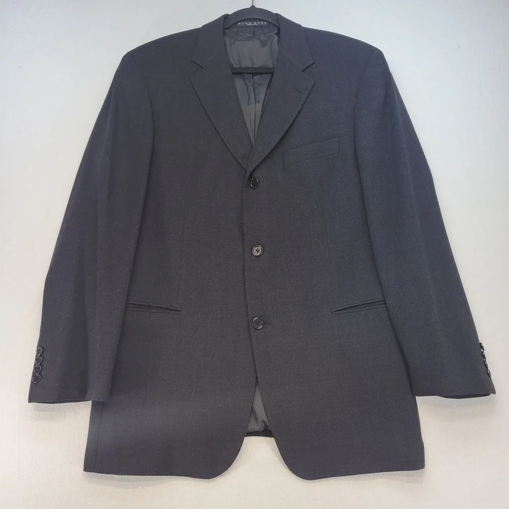 Hugo Boss Blazer Mens 42R Gray Einstein Sigma Virgin Wool Saks Fifth Avenue